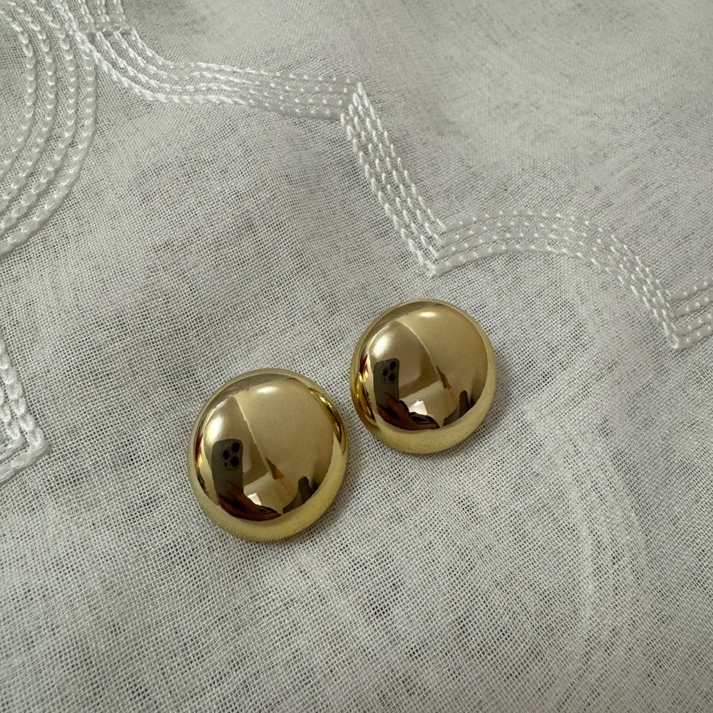 Gold Dome Stud Earrings